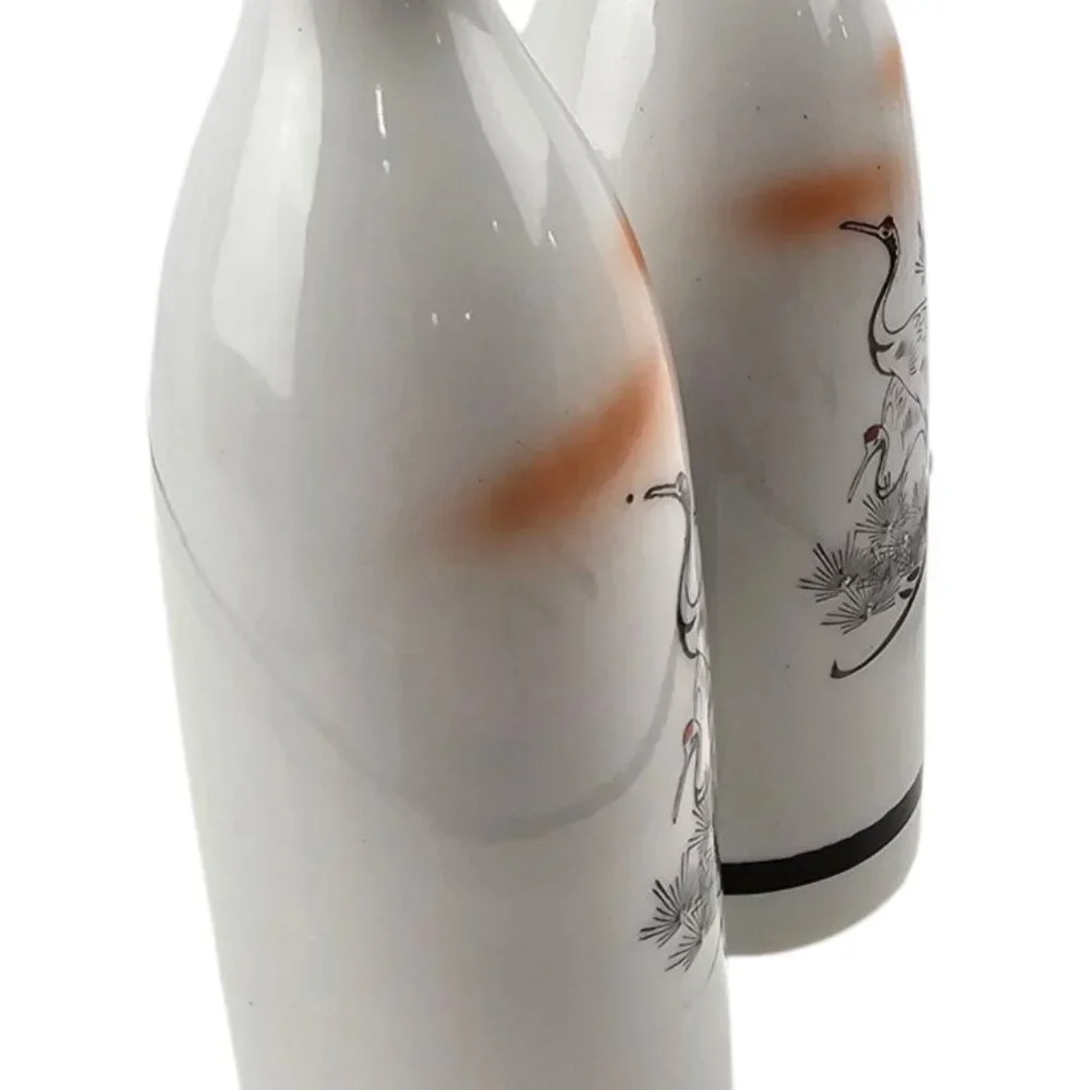 Vtg Japanese Sake Bottle Vase Porcelain Hand Painted 7